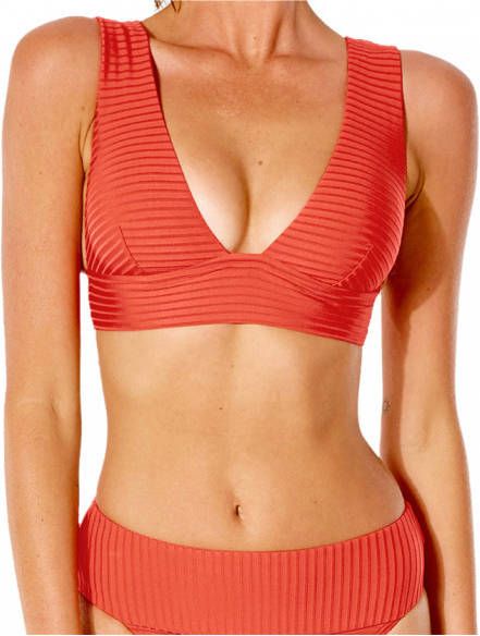 Rip Curl Women's Premium Surf Deep V Bikinitop, beige/rood/oranje