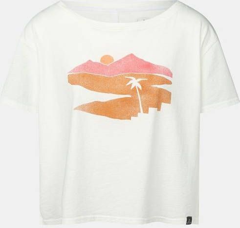 Prana Organic Graphic Tee Dames Wit/Lichtroze