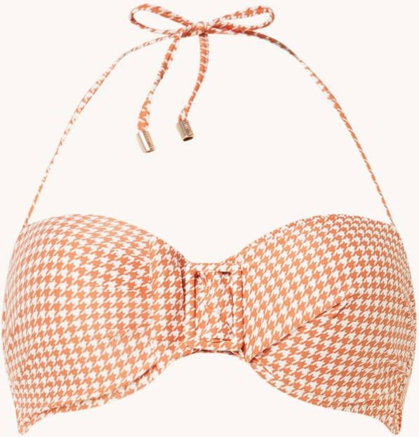 Beachlife Pied De Poule bandeau bikinitop met afneembare bandjes
