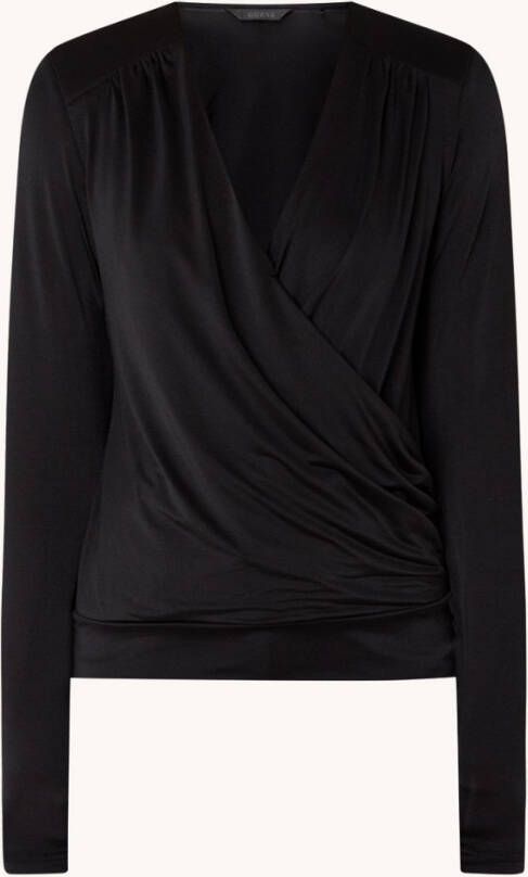 Guess Sabrina top van jersey met overslag en schoudervulling