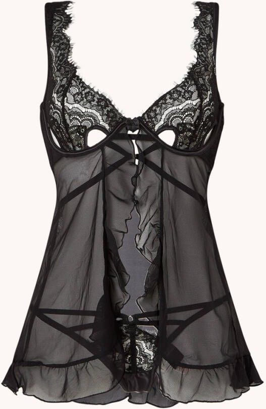 Hunkemö, ller Seraphina babydoll set van mesh met string