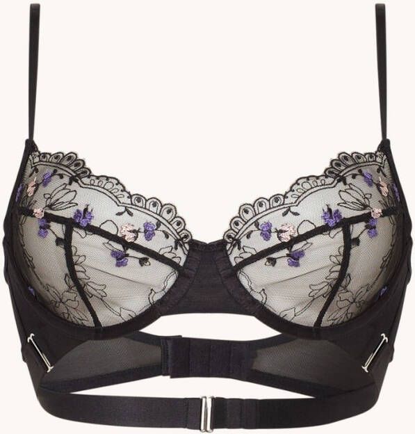 Hunkemö, ller Violet beugel bh van mesh met borduring