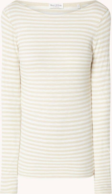 Marc O'Polo Fijngebreide longsleeve met streepprint en boothals