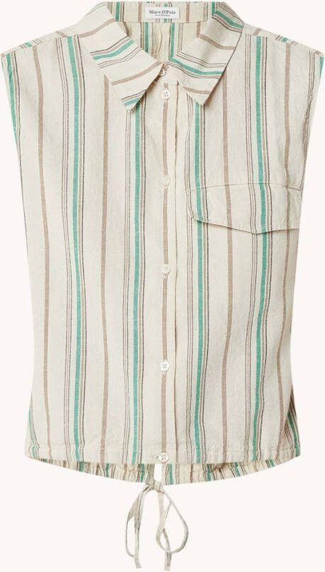Marc O'Polo Mouwloze blouse in linnenblend met trekkoord