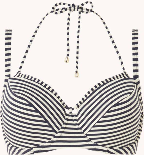 Marlies Dekkers Holi Vintage Plunge Balconette Bikini Top | Wired Padded Blue ecru 70d