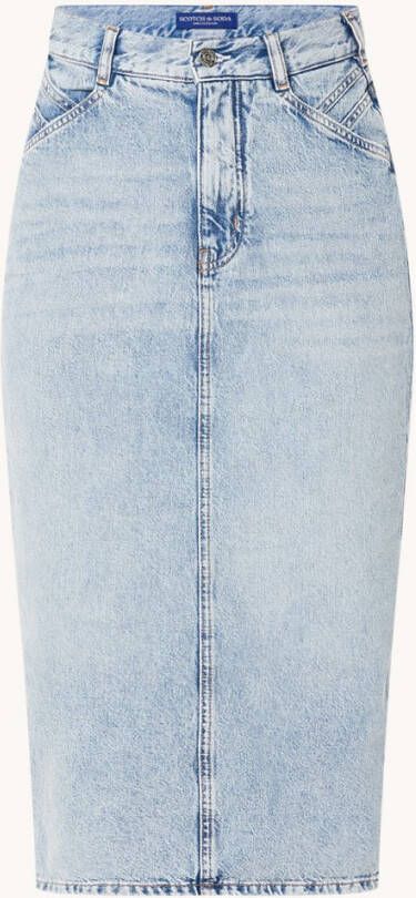 Scotch & Soda High rise denim midi kokerrok met structuur