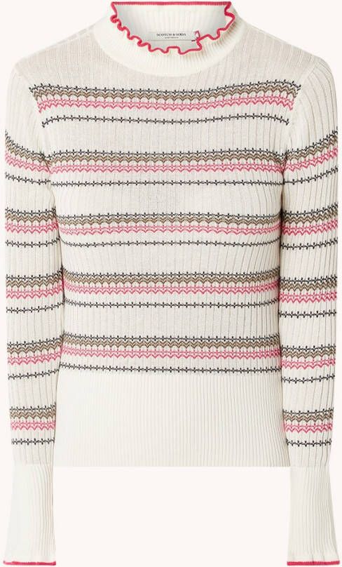 Scotch & Soda Ribgebreide top in linnenblend met ingebreid patroon