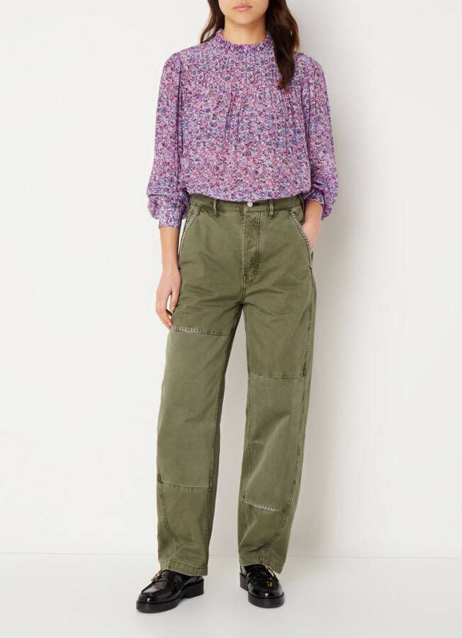 Scotch & Soda Paarse Blouse Pintuck Blouse With Ruffle Collar
