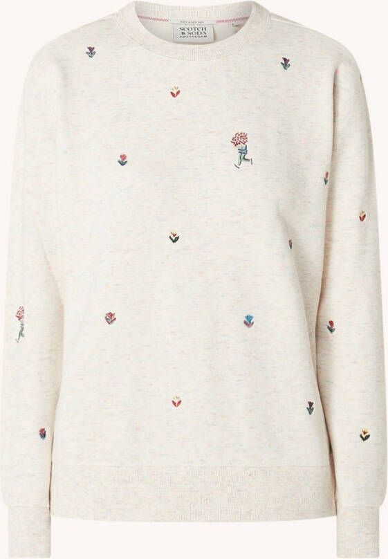 Scotch & Soda Sweater met borduring en gemê, leerd dessin
