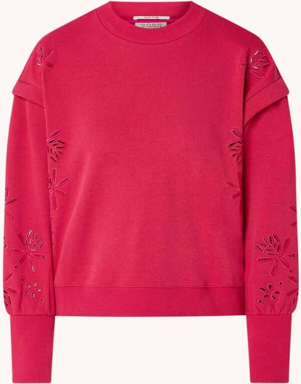 Scotch & Soda Oversized sweater met geborduurde details en pofmouwen