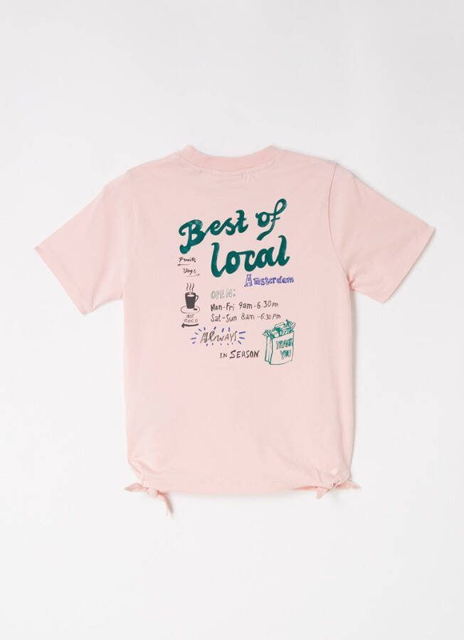 Scotch & Soda T shirt van biologisch katoen met artwork en geknoopte zoom
