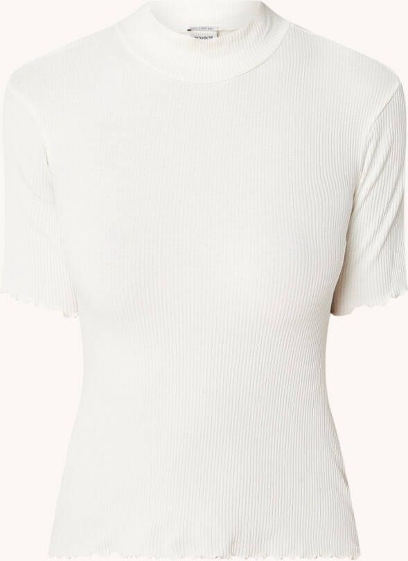 Scotch & Soda T shirt met ribstructuur en opstaande kraag
