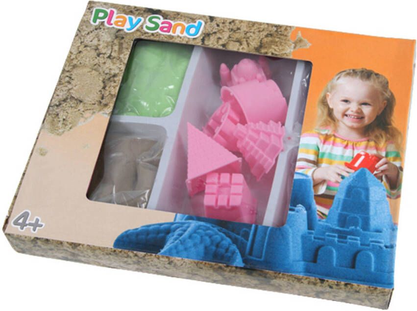 Rainbow Speelzand/magisch Zand Set 1 Kilo 4 Kleuren Met 6 Zandvormen Speelzand