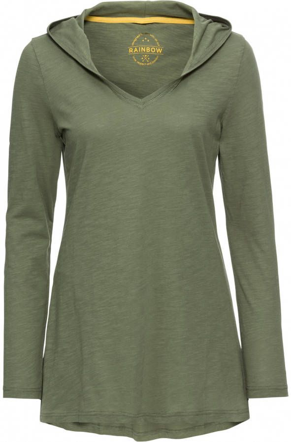 RAINBOW Longshirt met capuchon, olijfgroen, 100% katoen