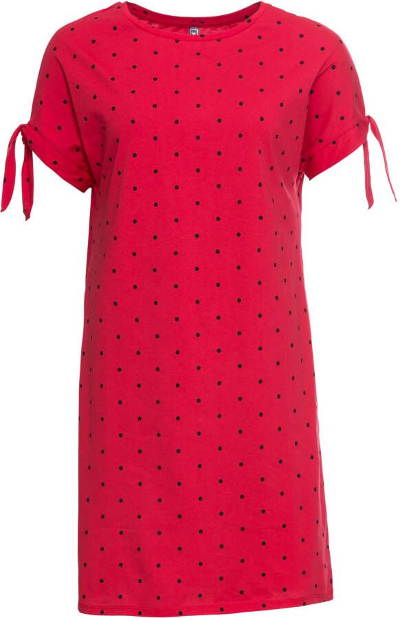 RAINBOW Jersey jurk in hoekige look, rood/zwart gestippeld
