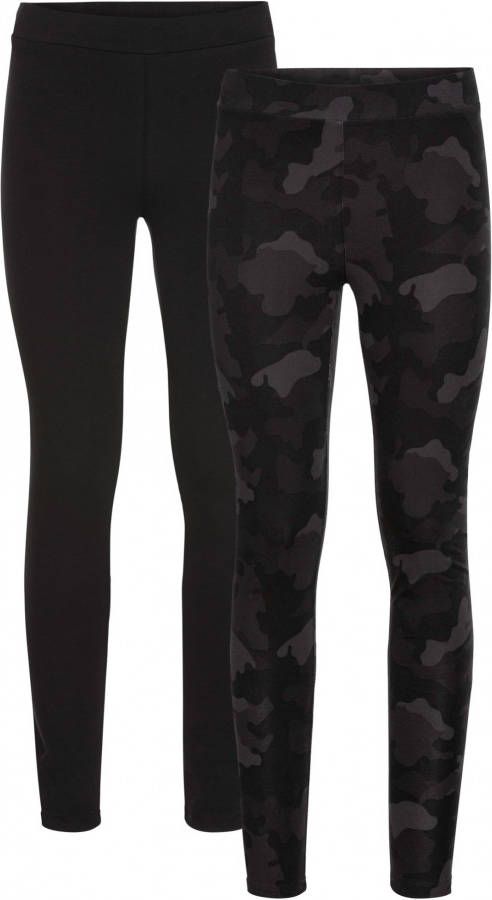 RAINBOW Legging (set van 2), zwart camouflage+zwart