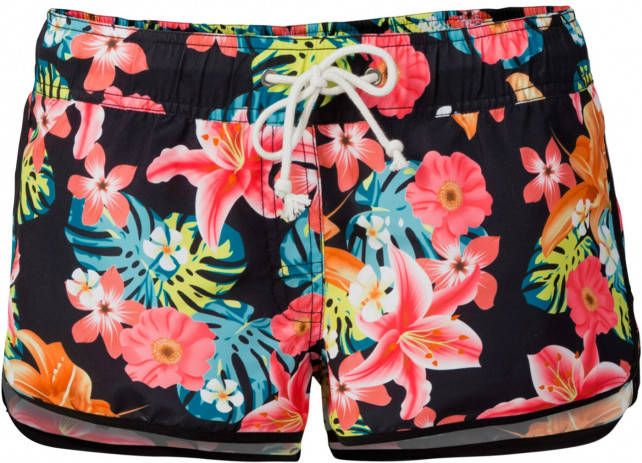 RAINBOW Strandshort, zwart gedessineerd, 93% polyester, 7% elastan