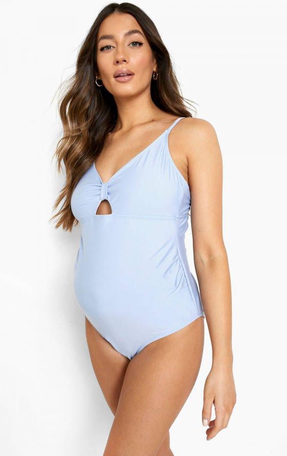 boohoo Zwangerschap Badpak Met Rug Strik, Blue