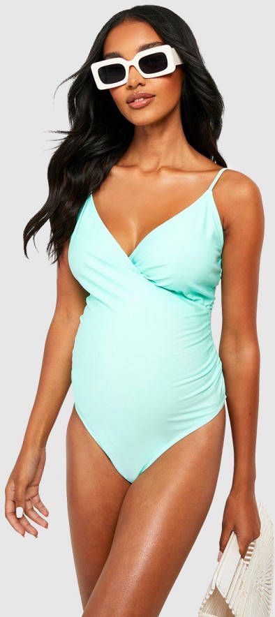 boohoo Zwangerschap Bump Control Wikkel Badpak, Aqua