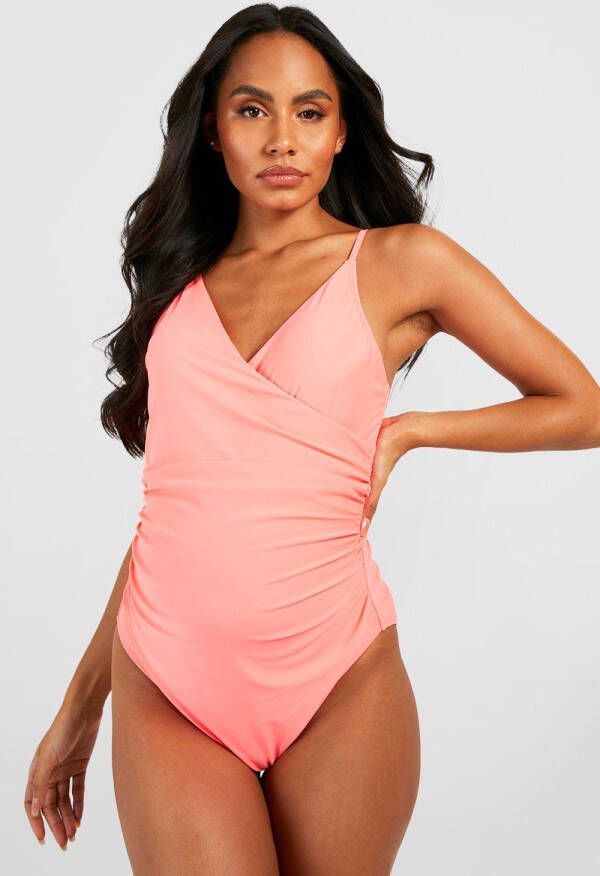 boohoo Zwangerschap Wikkel Badpak, Coral