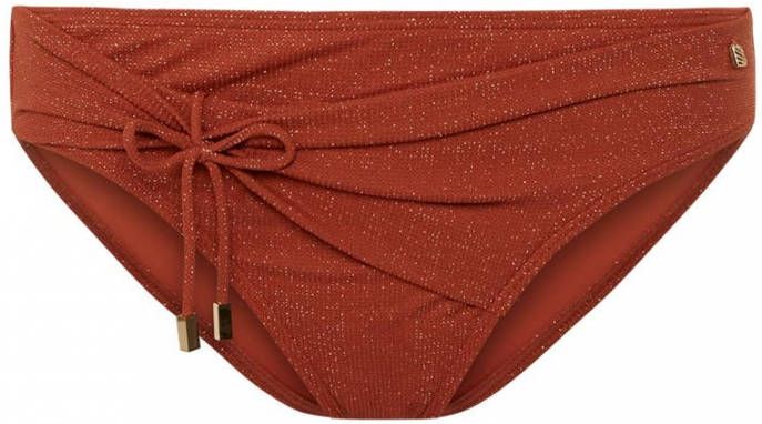 Beachlife Earthy Shimmer bikinislip met gestrikt detail en lurex