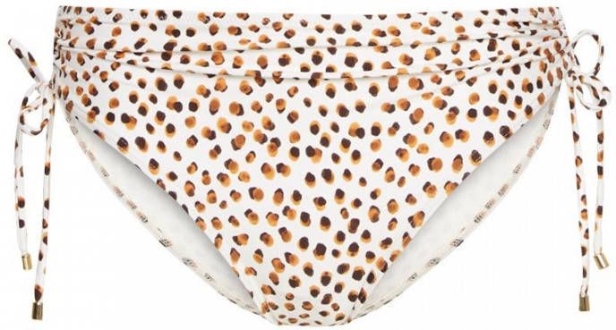 Cyell high waist bikinibroekje met all over print wit/bruin