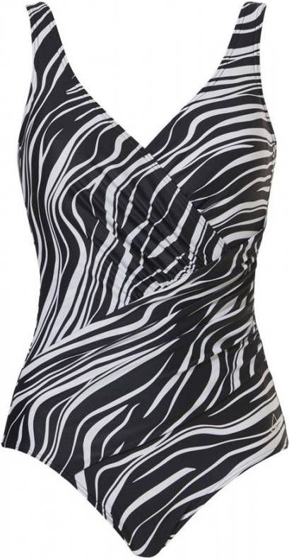 Tweka corrigerend badpak met all over print zwart/wit