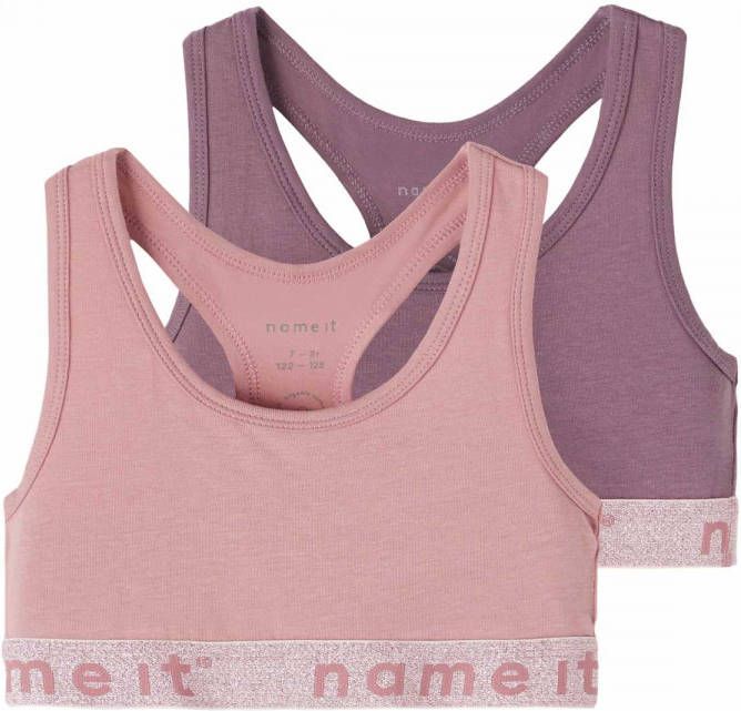 name it ! Meisjes 2 Pack Top -- Diverse Kleuren Katoen/elasthan