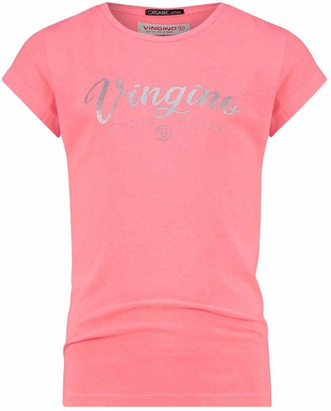 VINGINO ! Meisjes Shirt Korte Mouw Maat 176 Hardroze Katoen/elasthan