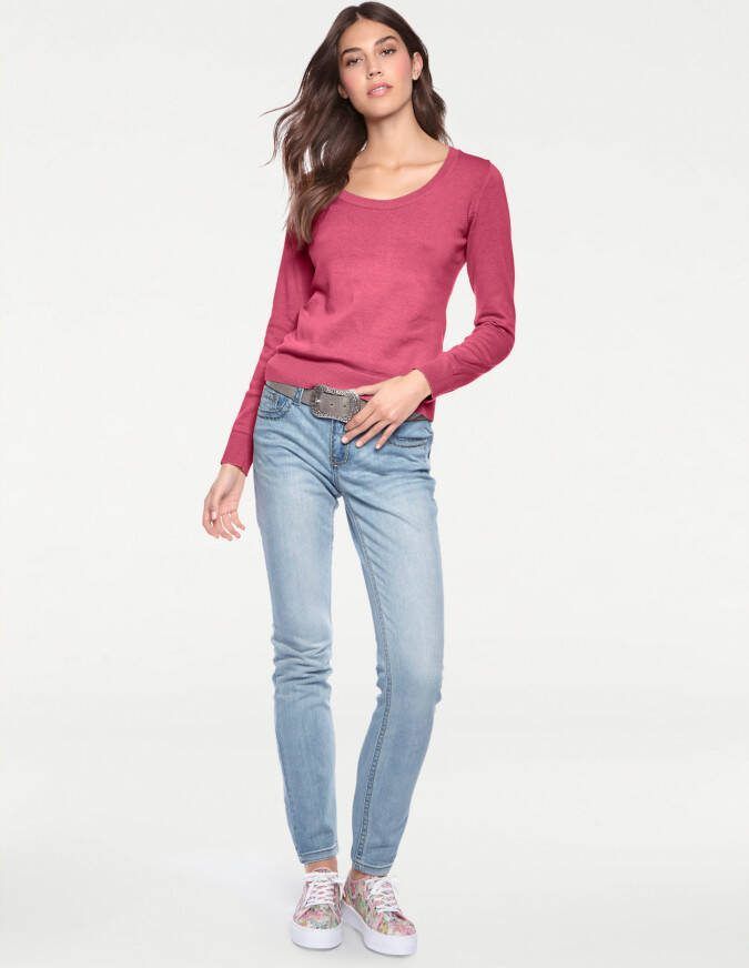 Pullover met ronde hals in pink van heine