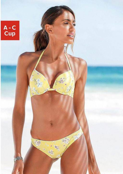 Sunseeker Push upbikinitop Ditsy met gehaakt randje