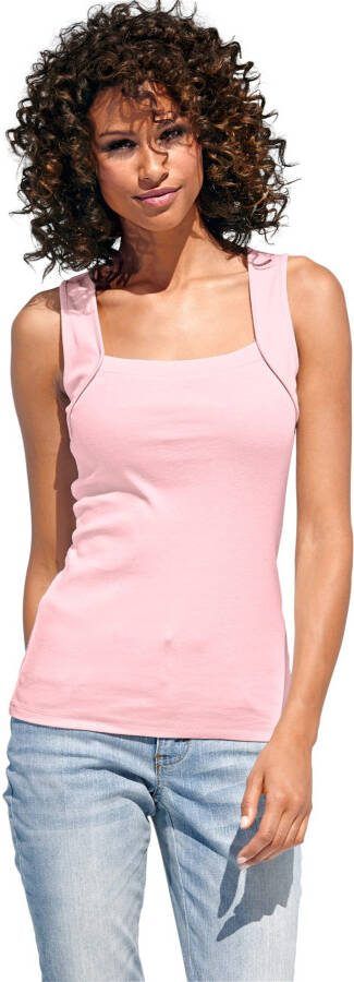 Top met vierkante hals in roze van heine