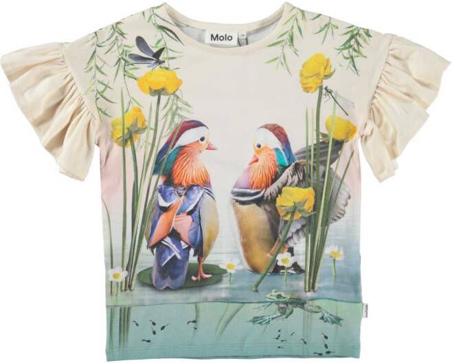 Molo ! Meisjes Shirt Korte Mouw -- All Over Print Katoen/elasthan