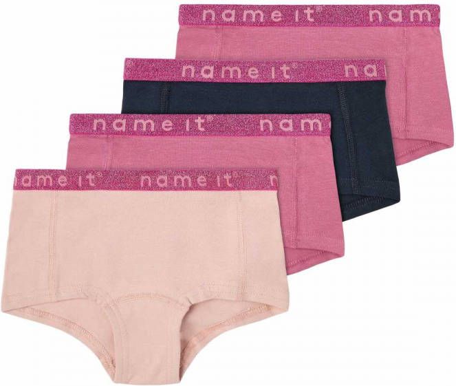 name it ! Meisjes 4 Pack Hipster -- Diverse Kleuren Katoen/elasthan