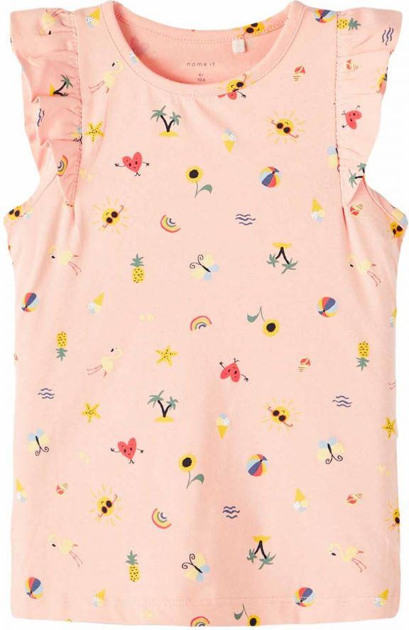 name it ! Meisjes Shirt Korte Mouw -- All Over Print Katoen/elasthan