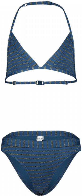 Shiwi gestreepte triangel bikini Endless Summer donkerblauw/goud