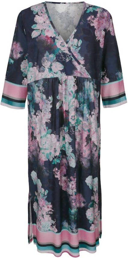 harmony Kaftan met plooitjes onder de borstpas Marine/Oudroze/Jadegroen
