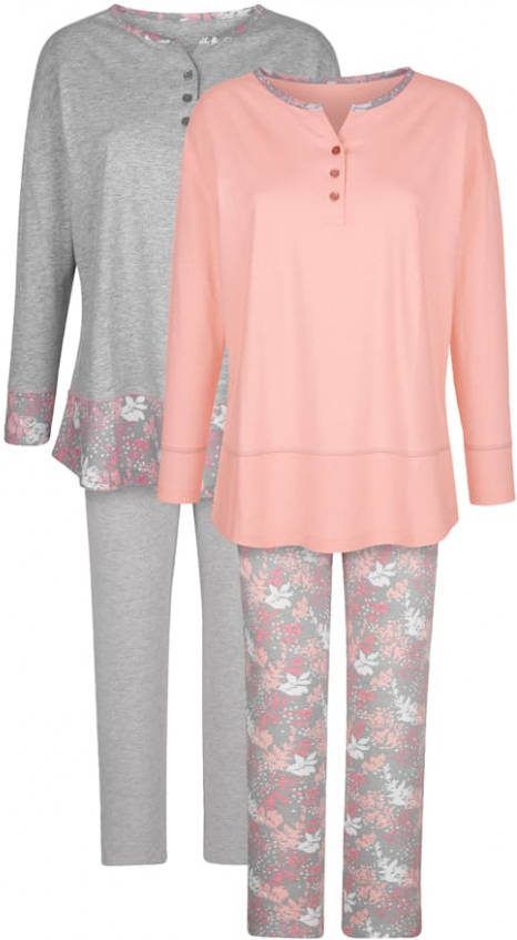 harmony Pyjama's in voordelige set van 2 Grijs/Roze