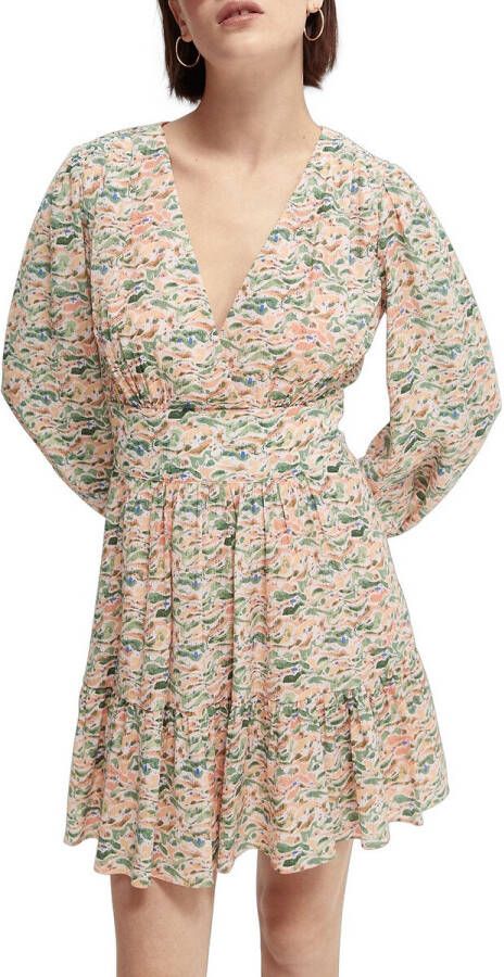 Scotch & Soda Mini tuniekjurk met pofmouwen en print