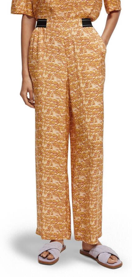 Scotch & Soda Oranje Wijde Broek High rise Wide leg Drapey Pyjama Pants