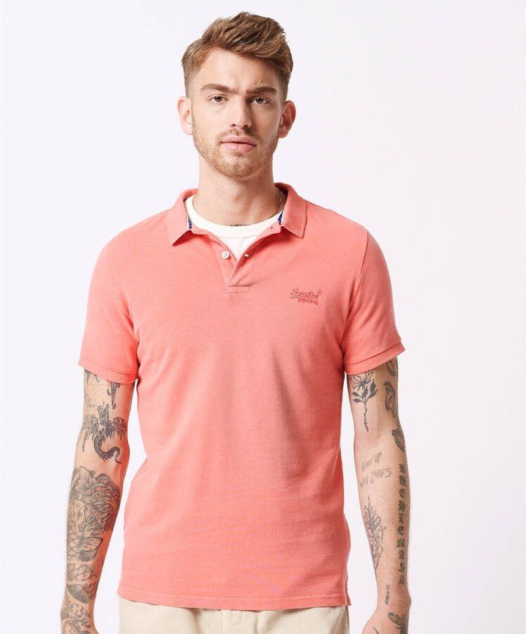 Superdry slim fit polo met contrastbies rinsed indigo