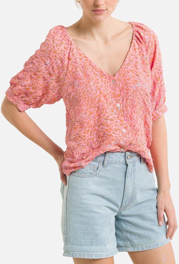 VERO MODA top VMNEMI van gerecycled polyester lichtroze