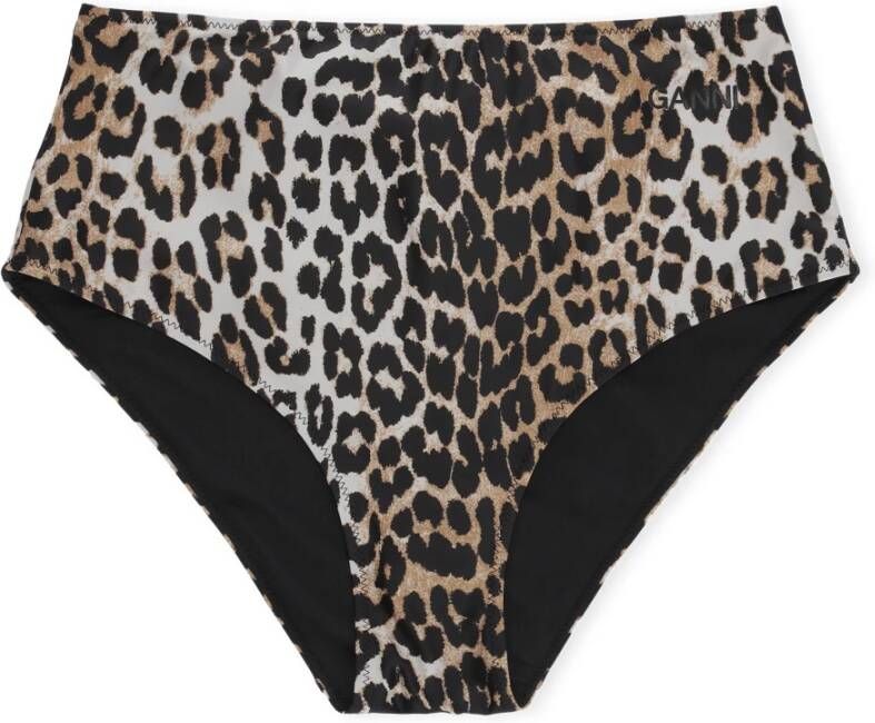 Ganni Leoprint Bikini slip , Bruin, Dames