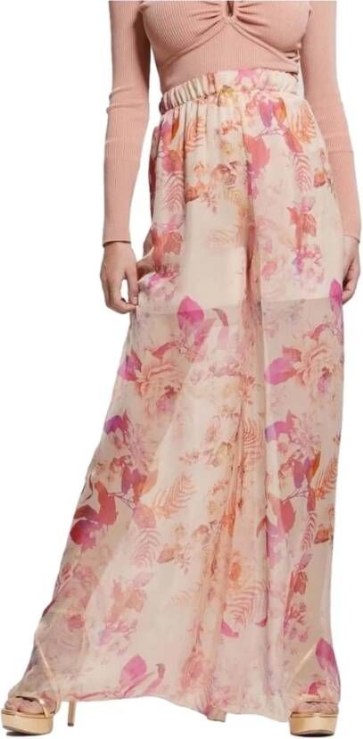 Guess Wijde Broeken Roze Dames
