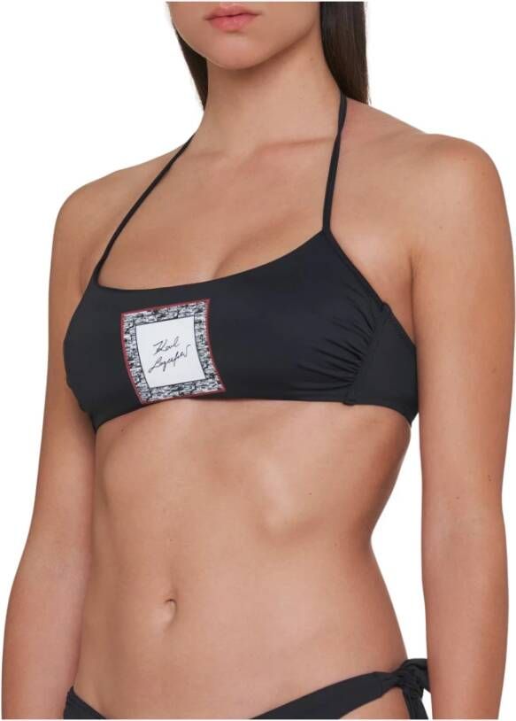 Karl Lagerfeld Bikini Top Library Bandeau , Zwart, Dames