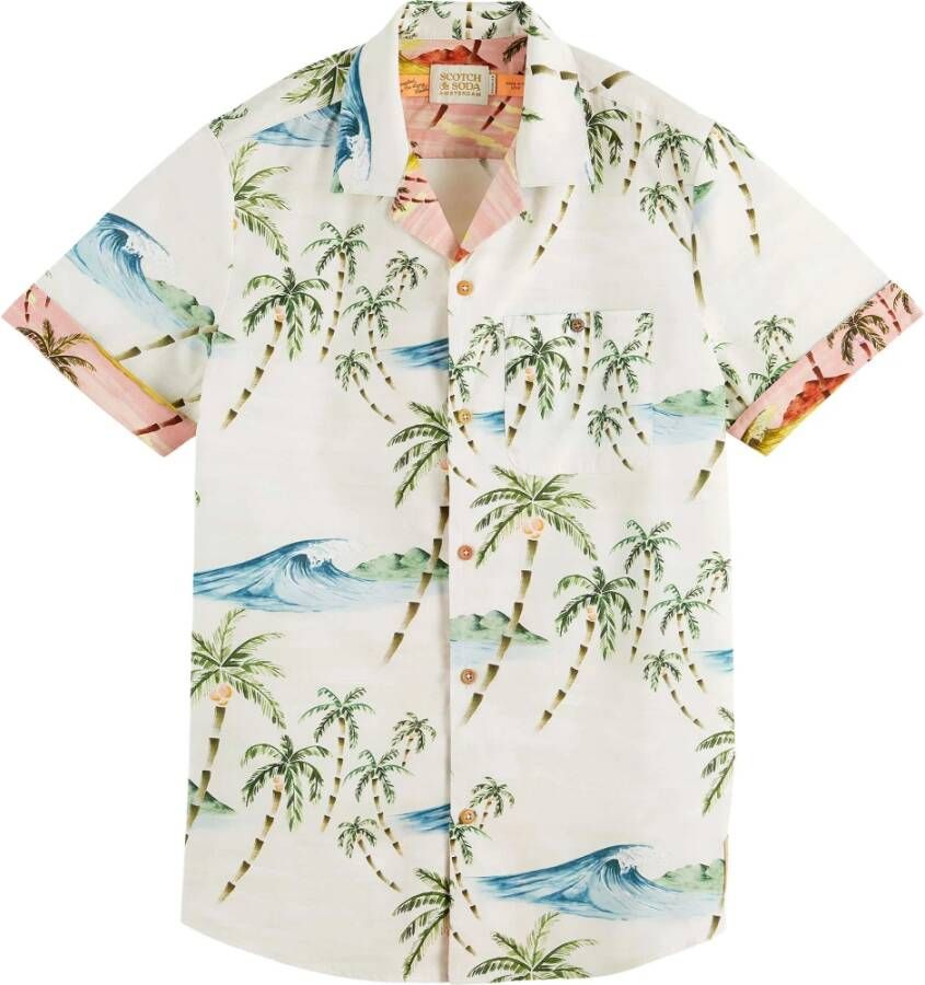 Scotch & Soda Gebroken Wit Casual Overhemd Seasonal Printed Hawaiian Detailed Shirt