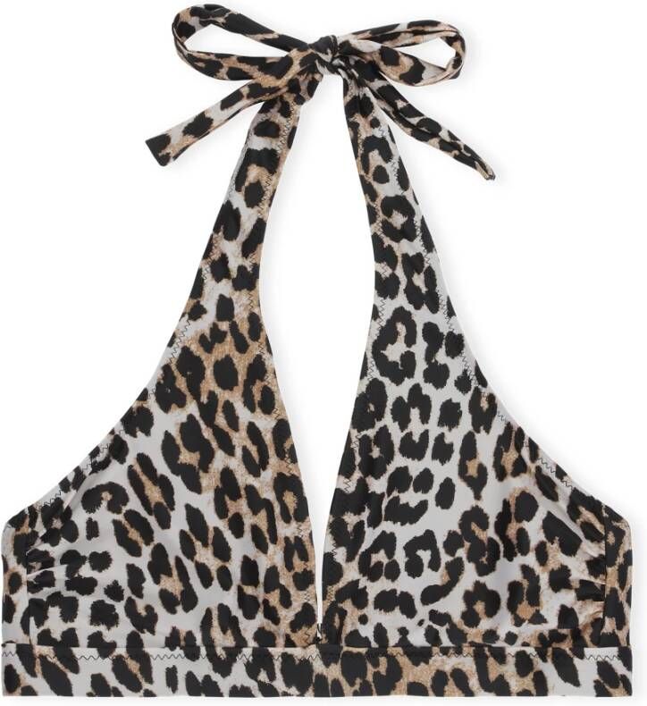 Ganni Leoprint bikini top , Bruin, Dames