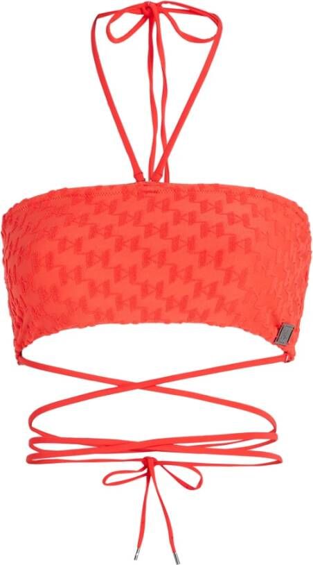 Karl Lagerfeld Swimwear Top Monogram Bandeau , Rood, Dames