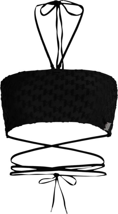 Karl Lagerfeld Swimwear Top Monogram Bandeau , Zwart, Dames