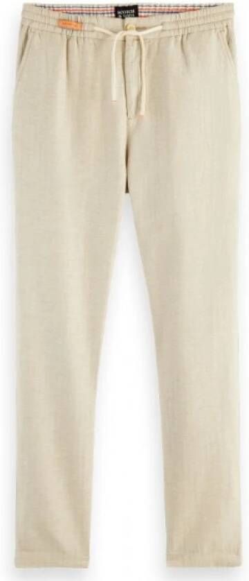 Scotch & Soda Warren regular straight fit joggingbroek van een linnenmix